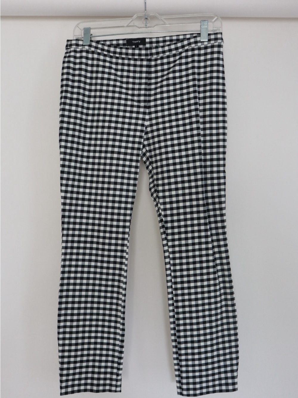 Theory Black and White Gingham Capri Trousers